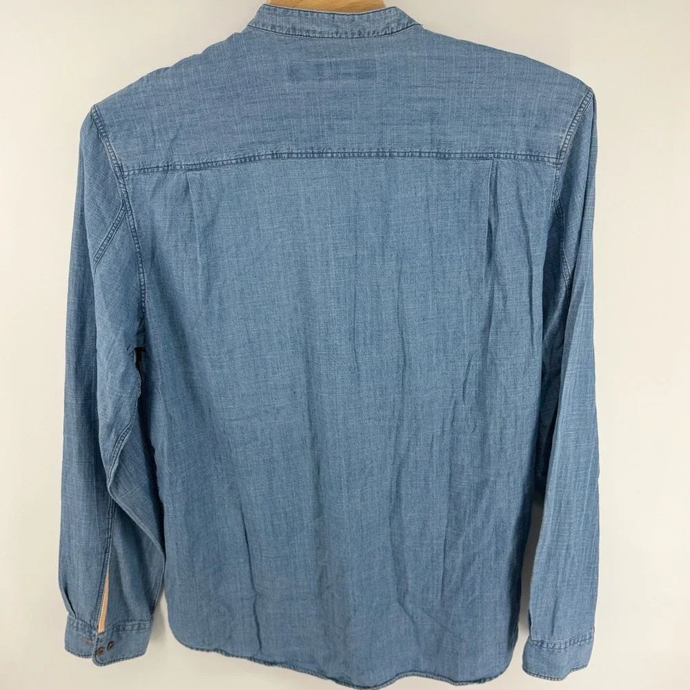 Territory Ahead Jeans Mens XXLT Blue Cotton Lyocell Banded Collar Henley Shirt - Picture 2 of 6